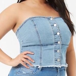Forever 21+ Denim Sweetheart Tube Top NWT Size 3X